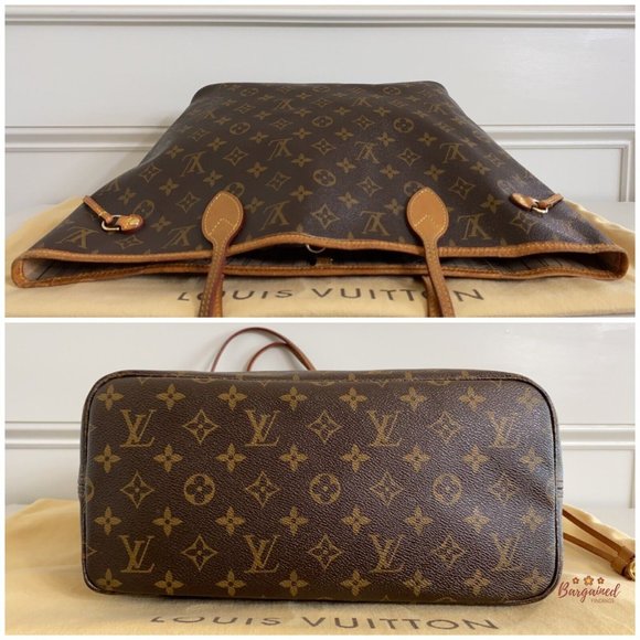 Authentic LOUIS VUITTON Brown Monogram Canvas Leather Neverfull MM Tote Bag - Picture 8 of 13